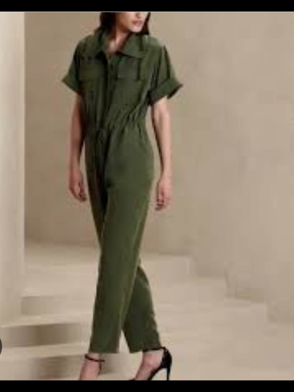 Banana Republic Olive Utility Jumpsuit